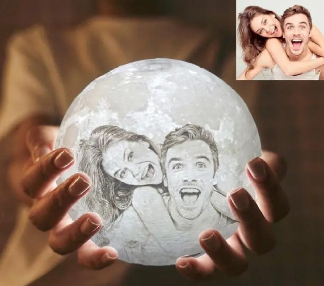 Personalized Lunar Glow Moon Lamp — Custom Photo & 16-Color LED Night Light