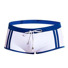 Men's Stylish White Boxer Swim Trunks for Cross-Border