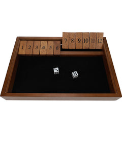 WE Games Shut The Box Game Wooden - 12 Number Flip Tiles with Walnut Stained Wooden Game Board - Large 13.5 inches Board Games for Family Game Night Family Games Dice Table Games Bar Games
