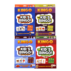 Regal Games 4-in-1 Kingo Set - Bingo Games for Kindergarten and Preschool Kids - Fun Educational Learning Games for Classroom & Home - Vocabulary Builder Kids Bingo